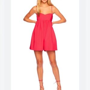 SUSANA MONACO Sleeveless Cotton Poplin Romper In Frambroise Pink XS